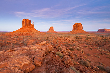 Sandstone buttes in Monument Valley Navajo Tribal Park on the Arizona-Utah border, United States of America, North America