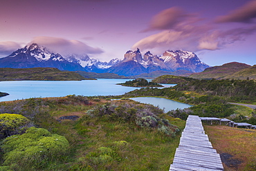 Boardwalks at Lake Pehoe, Torres Del Paine National Park, Patagonia, Chile, South America