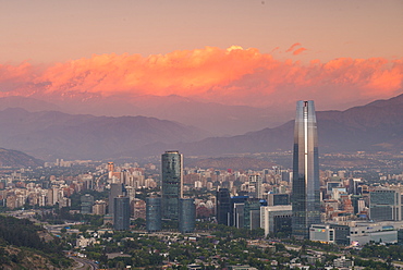 View of the city from Cerro San Cristobal, Santiago, Chile, South America