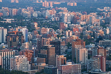 View of the city from Cerro San Cristobal, Santiago, Chile, South America