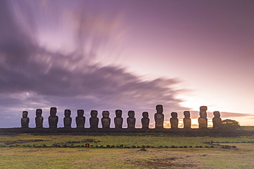 Moai heads of Easter Island, Rapa Nui National Park, UNESCO World Heritage Site, Easter Island, Chile, South America