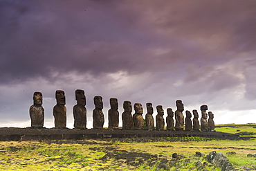 Moai heads of Easter Island, Rapa Nui National Park, UNESCO World Heritage Site, Easter Island, Chile, South America