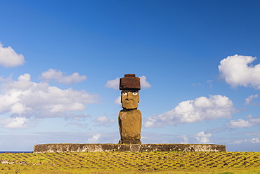 Moai heads of Easter Island, Rapa Nui National Park, UNESCO World Heritage Site, Easter Island, Chile, South America