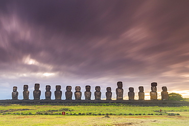 Moai heads of Easter Island, Rapa Nui National Park, UNESCO World Heritage Site, Easter Island, Chile, South America