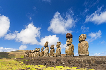 Moai heads of Easter Island, Rapa Nui National Park, UNESCO World Heritage Site, Easter Island, Chile, South America