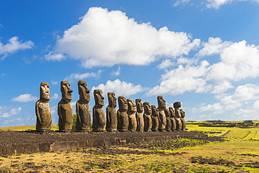 Moai heads of Easter Island, Rapa Nui National Park, UNESCO World Heritage Site, Easter Island, Chile, South America