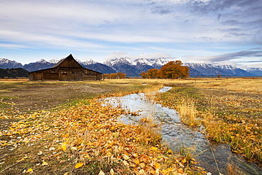 Mormon Row and Teton Range, Grand Teton National Park, Wyoming, United States of America, North America