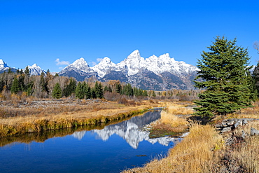 Schwabacher landing, Teton Range, Grand Teton National Park, Wyoming, United States of America, North America