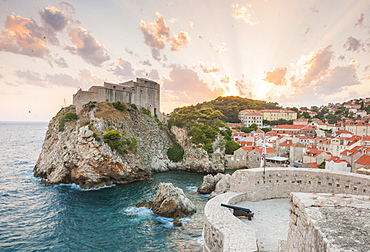 View of the old town from the city walls, UNESCO World Heritage Site, Dubrovnik, Croatia, Europe