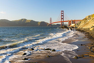 Golden Gate Bridge from Marshall's Beach, San Francisco, California, United States of America, North America