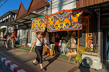 Tourists visiting the old town in Chiang Mai, Thailand