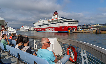 Passengers and ferry to Suomenlinna island near Helsinki,Finland,Europe