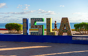 Mexican and foreign tourists in the Caribbean beaches of Isla Mujeres near Cancun, Quintana Roo state,Mexico