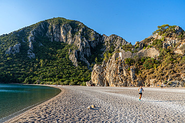 Views of the ruins of the archaeological site of Olympos on the Turquoise coast around the beach of Çireli, near Antalya, Turkey