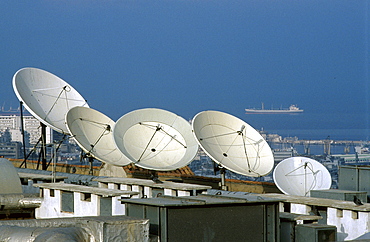 Algeria general views of algiers, with satellite dishes in rooftops.