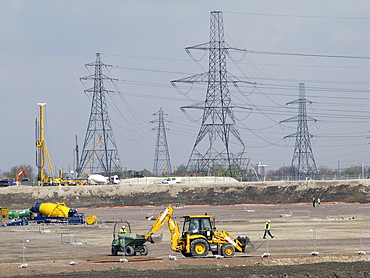 Uk olympic park demolition and construction in progress in east london