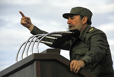 Fidel castro, cuba. Havana. The former cuban president at a rally in revolution square