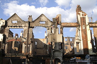 Damage to property after riots and looting in Croydon, London, UK ;