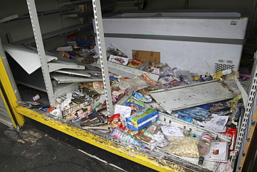 Damage caused by rioters in hackney, london, uk