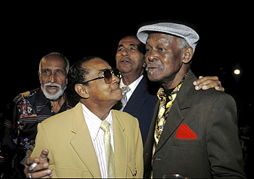 Salsa music, cuba. Havana. Ibrahim ferrer, singer with the buena vista social club, with the late 'puntillita', ruben gonzales and cachao. Taken in november 2000