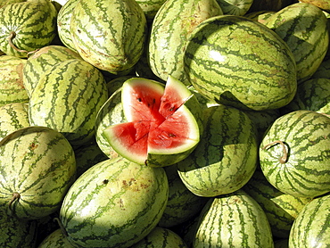 India. Watermelons in rural kerala.