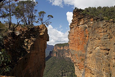 The Hanging Cliffs rock formation at the Blue Mountains National Park, UNESCO World Heritage Site, New South Wales, Australia, Pacific