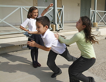 Cyprus.Children play at school near Green Line in Nicosia dividing the Republic of Cyprus and Turkish controlled north