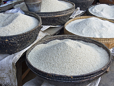 Rice for sale in market place, Mandalay, Myanmar (Burma), Asia