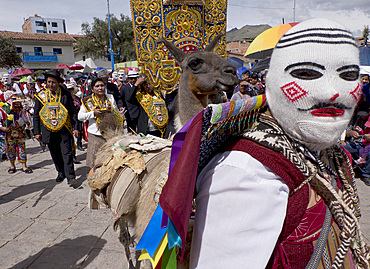 Dancers and audience at the San Jacinto fiesta in Cusco, Peru, South America