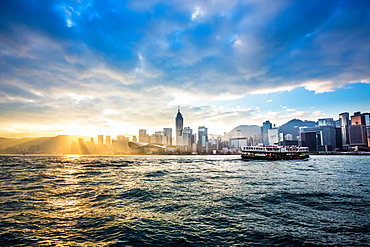 Hong Kong skyline with Star Ferry, Hong Kong, China, Asia