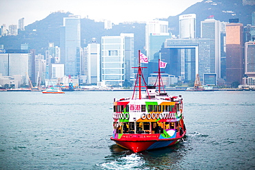 Star Ferry with Hong Kong in the background, Hong Kong, China, Asia