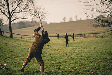 A gun shooting on a driven shoot in the UK