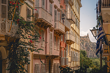 Old Fortress Lighthouse taken from a street in Corfu Town