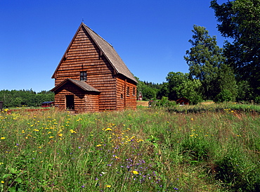 Wooden church at Sodra Rada dating from the 13th century, 40kms south of Kristinehamn, in south east Varmland, Sweden, Scandinavia, Europe