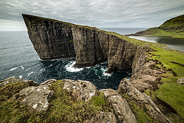 Traelanipa cliffs, Vagar Island, Faroe Islands, Denmark, Atlantic, Europe