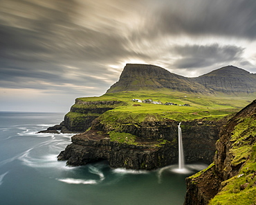 Mulafossur Waterfall, Vagar Island, Faroe Islands, Denmark, Atlantic, Europe