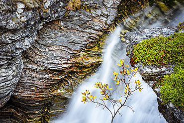 Rocks and waterfall, Kilpisjarvi, Lapland, Finland, Europe