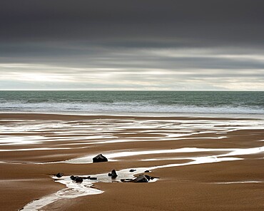 Mewslade Bay at low tide, Gower Peninsula, Swansea, Wales, United Kingdom, Europe