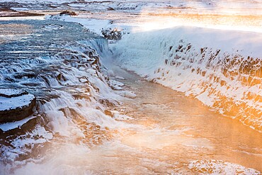 Gullfoss waterfall at dawn, Iceland, Polar Regions