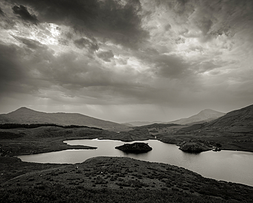 View of Llyn y Dywarchen, Snowdonia National Park, Wales, United Kingdom, Europe