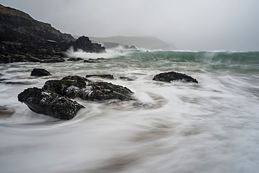 Incoming tide, Clogher Bay, Clogher, Dingle Peninsula, County Kerry, Munster, Republic of Ireland, Europe