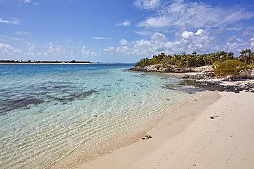 The shore of Little Water Cay, a nature reserve island off the northern tip of Providenciales, Turks and Caicos, in the Caribbean, West Indies, Central America