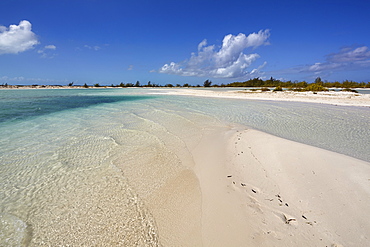 A sand bar on Water Cay, off the northern tip of Providenciales, Turks and Caicos, in the Caribbean, West Indies, Central America