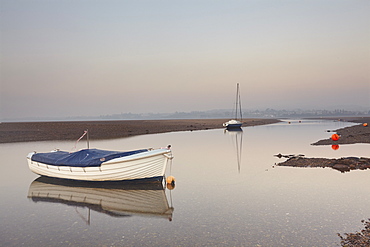 A peaceful calm evening view of the estuary of the River Exe at low tide, Exmouth, Devon, England, United Kingdom, Europe