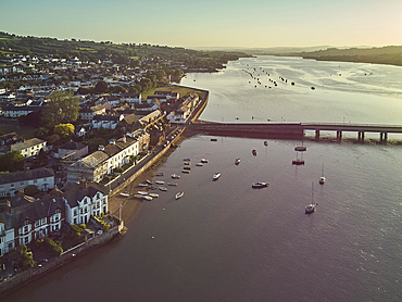 An evening view of Shaldon village and the estuary of the River Teign, Devon, England, United Kingdom, Europe