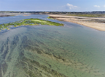 An aerial view of the estuary of the Taw and Torridge Rivers, near Bideford and Barnstaple, Devon, England, United Kingdom, Europe