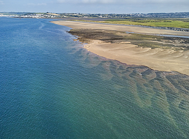 An aerial view of the estuary of the Taw and Torridge Rivers, near Bideford and Barnstaple, Devon, England, United Kingdom, Europe