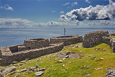 The Fahan group of beehive huts, on the southwest coast of the Dingle Peninsula, near Slea Head, County Kerry, Munster, Republic of Ireland, Europe