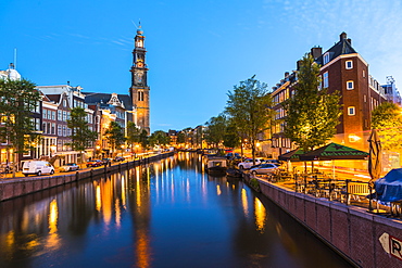 Prinsengracht Canal and Westerkerk, Amsterdam, Netherlands, Europe