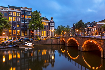 A bridge over the Keizersgracht Canal, Amsterdam, Netherlands, Europe